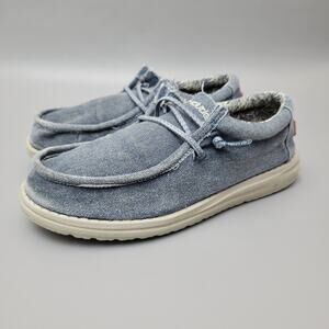 Hey Dude Kids Wally Youth Size 5 Blue Denim Sport Slip On Casual Shoes